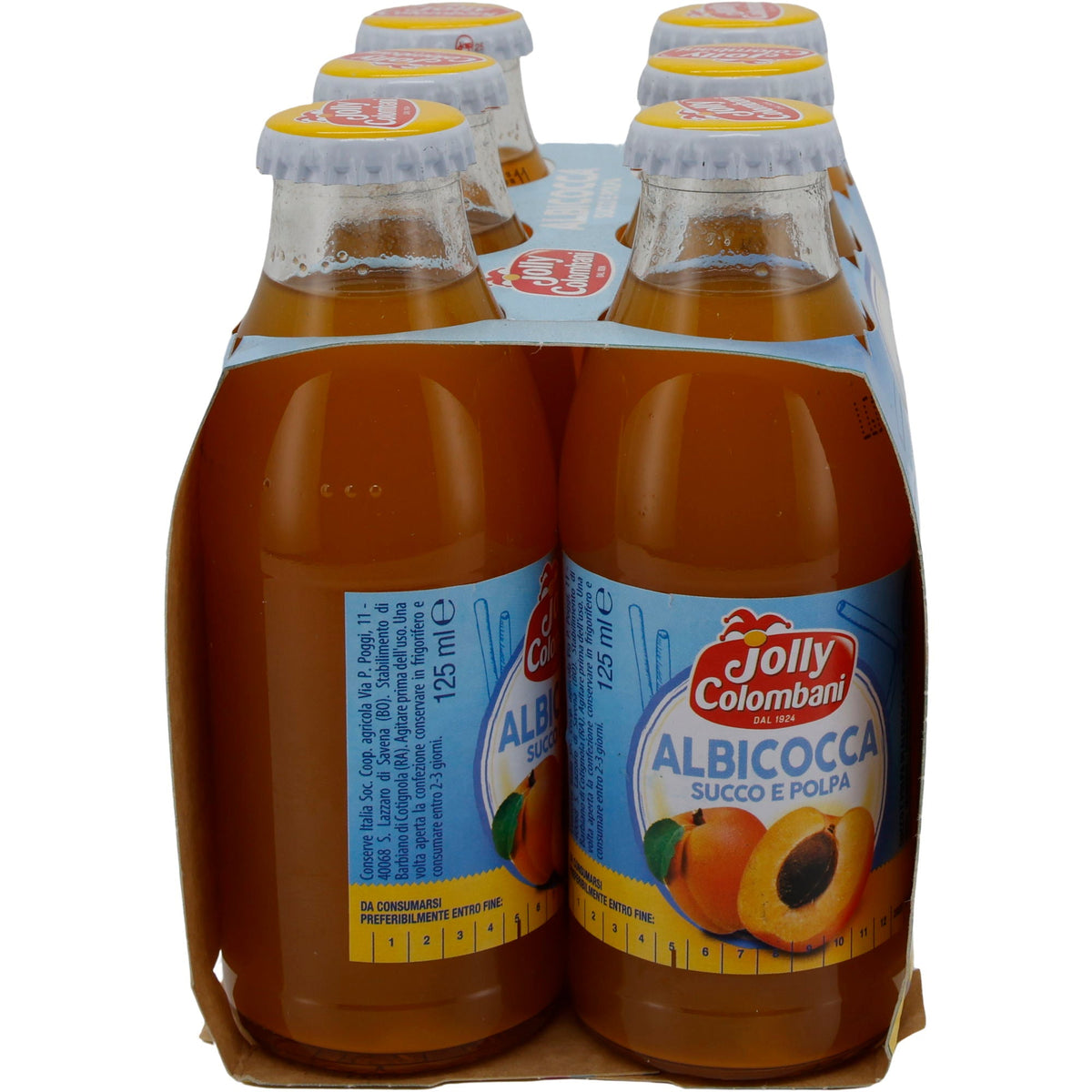 Fruchtsaft Jolly Colombani | Pesca Succo e Polpa | Aprikosensaft mit Fruchtfleisch | 750 ml (6x125 ml) JOLLY COLOMBANI