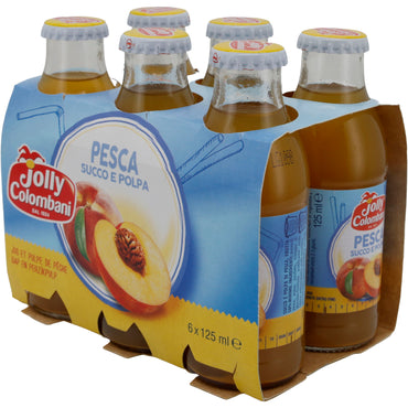 Fruchtsaft Jolly Colombani | Şeftali Suyu ve Püresi | Meyve Parçacıklı Şeftali Suyu | 750 ml (6x125 ml)