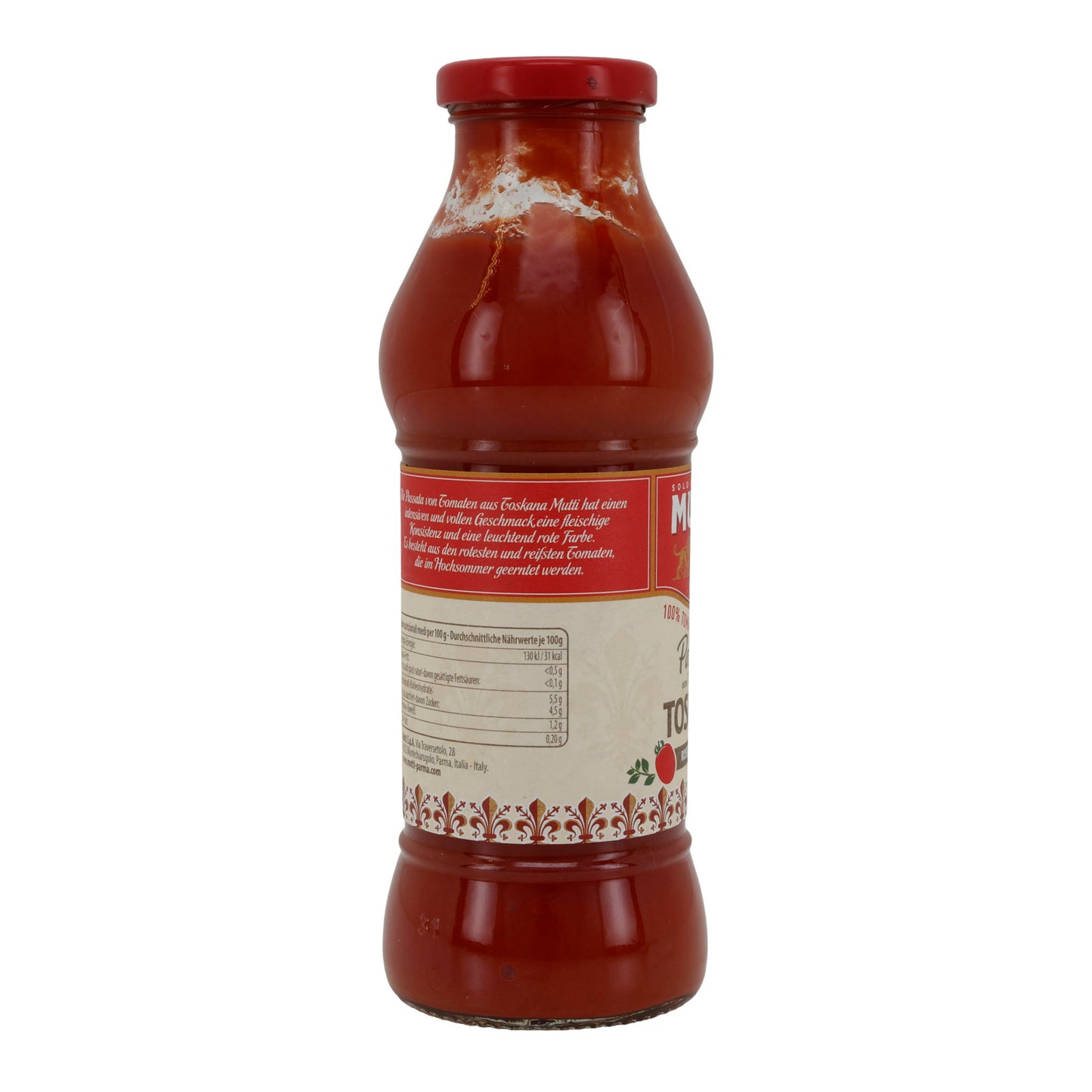 Gepureerde tomaten Mutti | Passata | uit Toscane | 400 g glazen fles