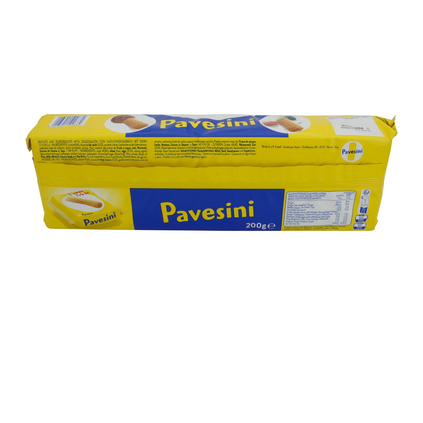 Biskuitstangen Pavesini | 8 Snacks | Lecker, knusprig | 200g