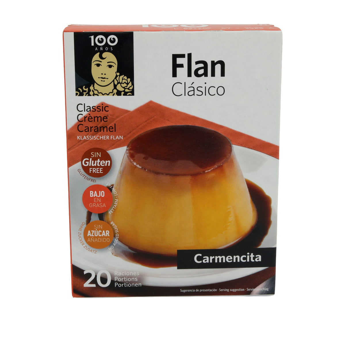Flan Carmencita | Dessert | Klassisch, Glutenfrei, fettarm, ohne Zuckerzusatz, 20 Portionen