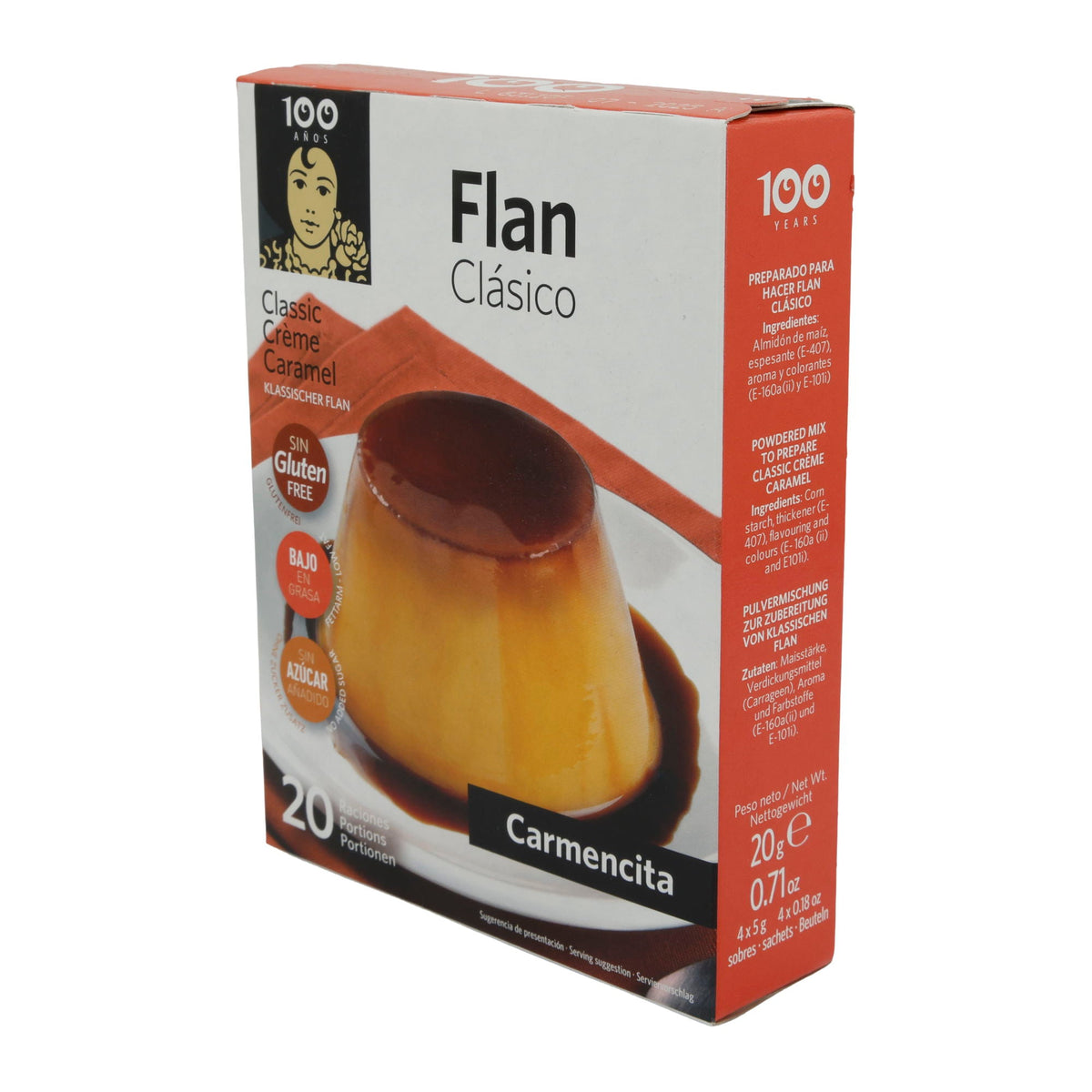 Flan Carmencita | Dessert | Klassisch, Glutenfrei, fettarm, ohne Zuckerzusatz, 20 Portionen