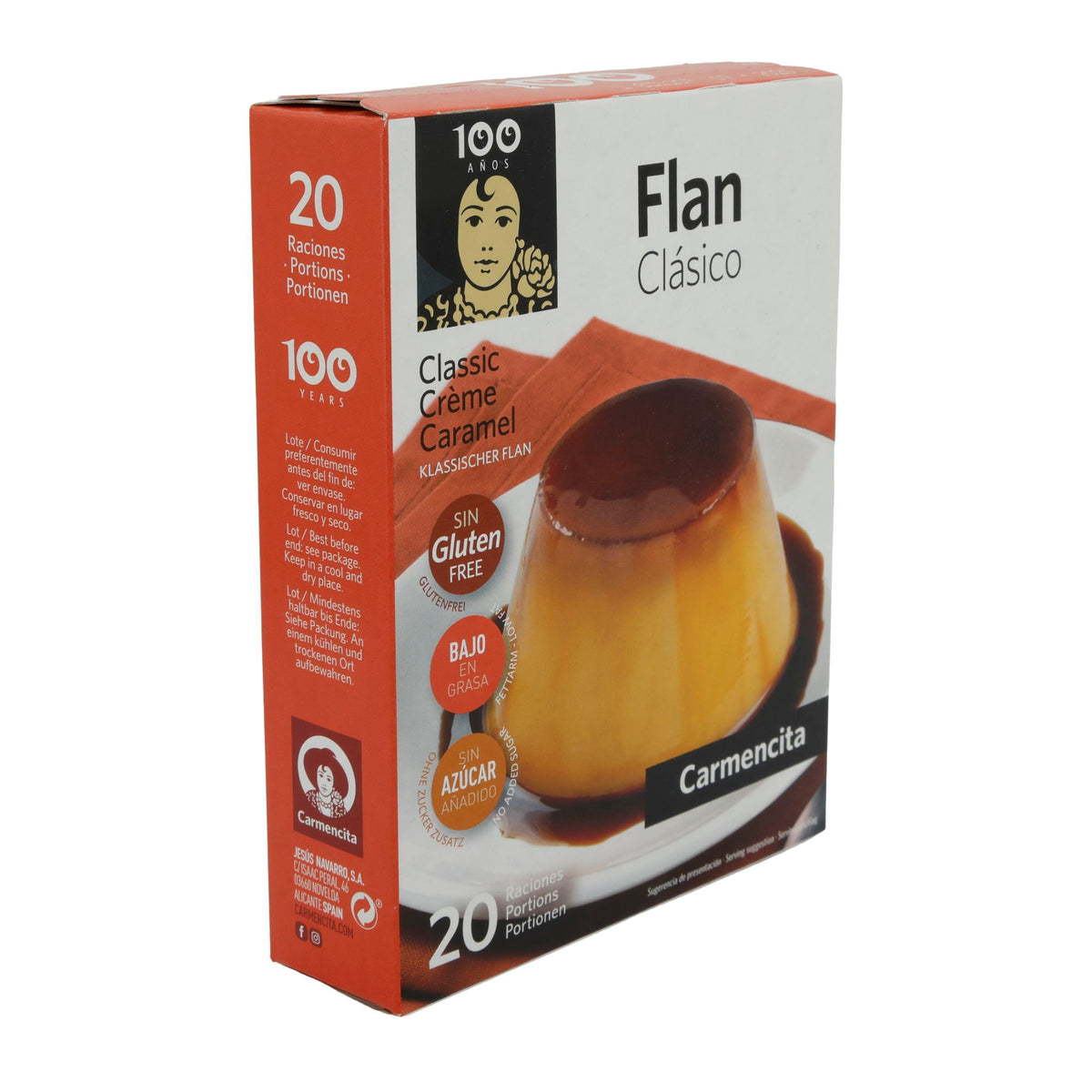 Flan Carmencita | Dessert | Klassisch, Glutenfrei, fettarm, ohne Zuckerzusatz, 20 Portionen