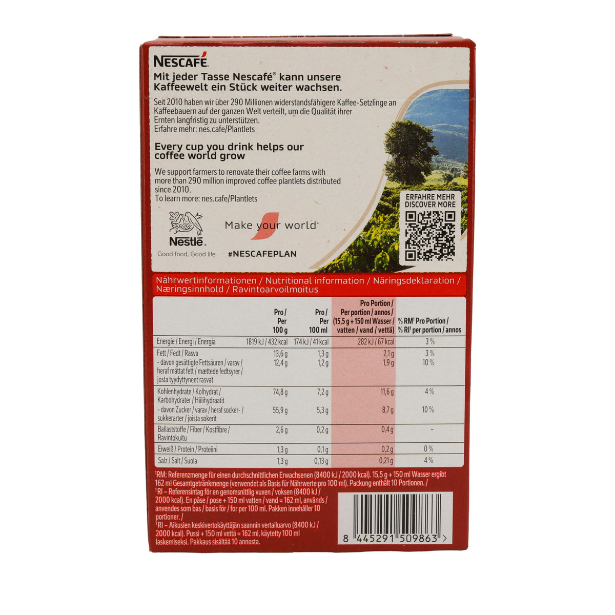 NESCAFÉ 3in1 Fein Cremig | Löslicher Kaffee mit Kaffeeweißer & Zucker | 10 Sticks | 155 g