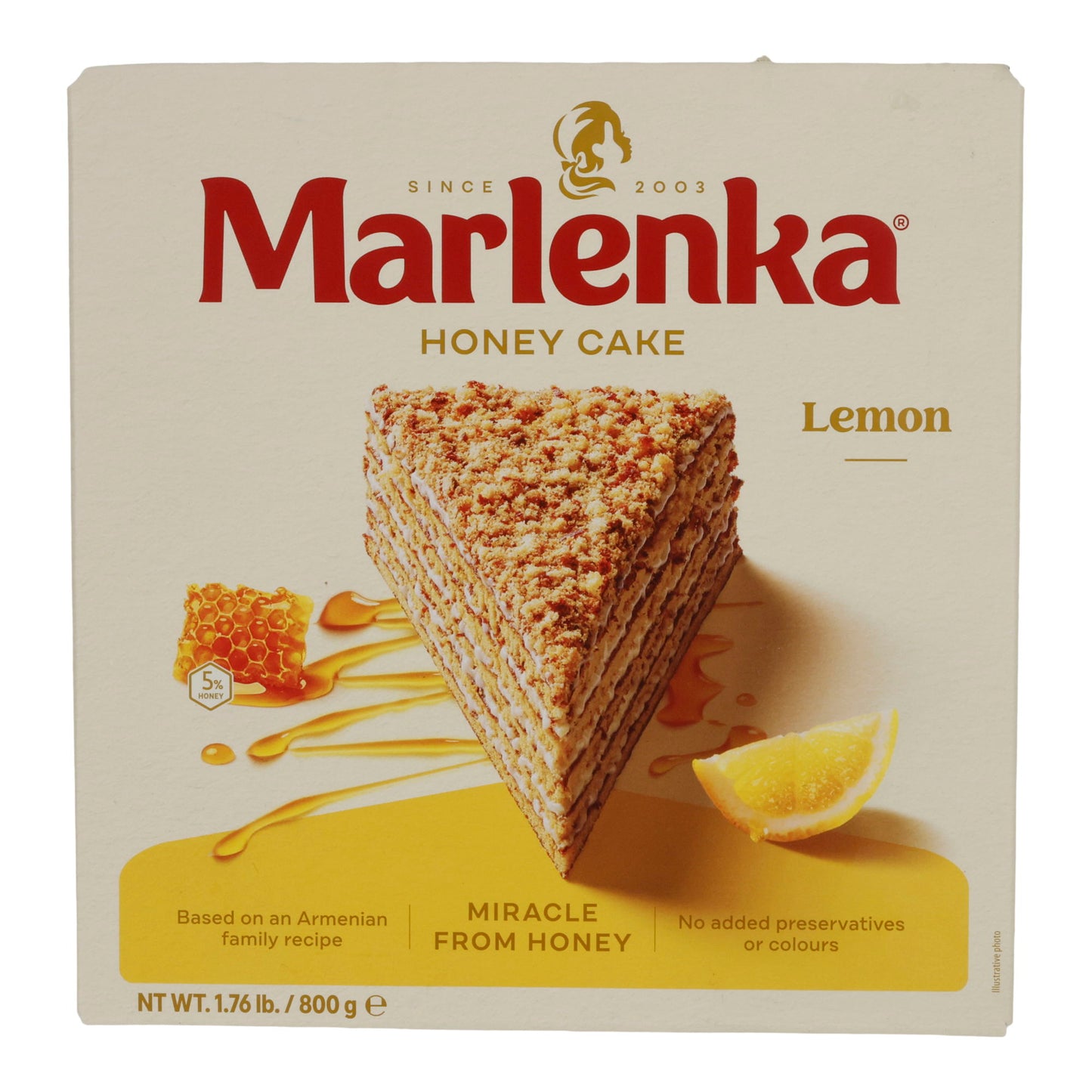 Honigkuchen Marlenka Zitrone | Kuchen | Tiefgefrorene Honigtorte mit Zitronencreme | 800 g