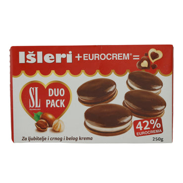 Kekse Išleri + EUROCREM | Confezione Duo | Con ripieno di crema nera e bianca | 250g