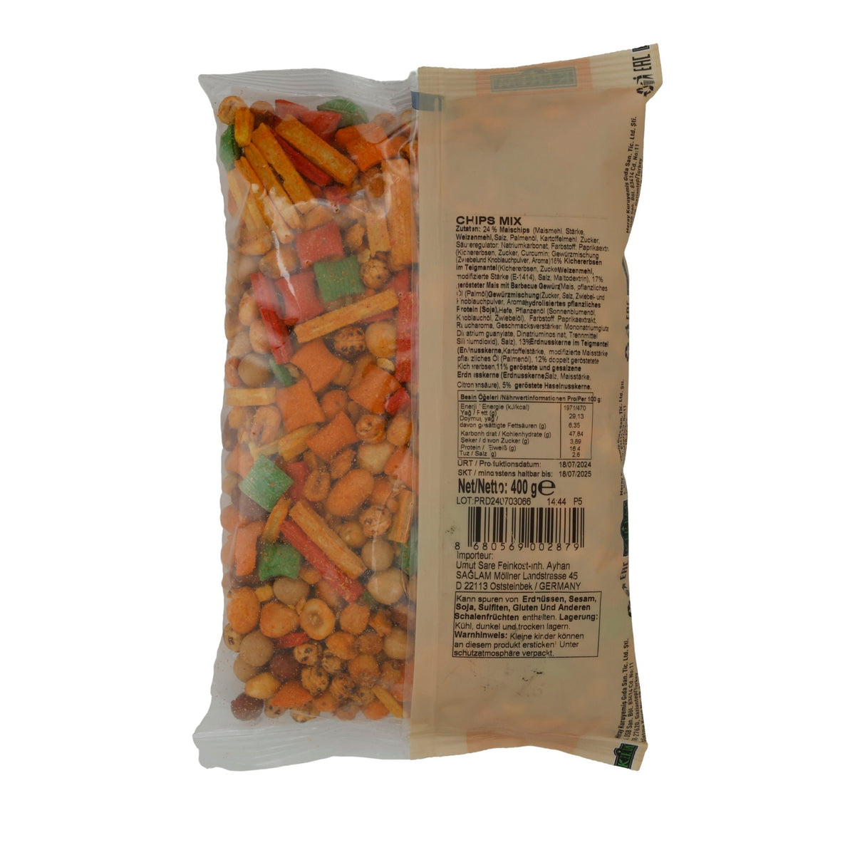 Chips Mix Kerem | Knuspriger Snack-Mix | Aus Kichererbsen, Gemüse und anderen Zutaten | 400 g