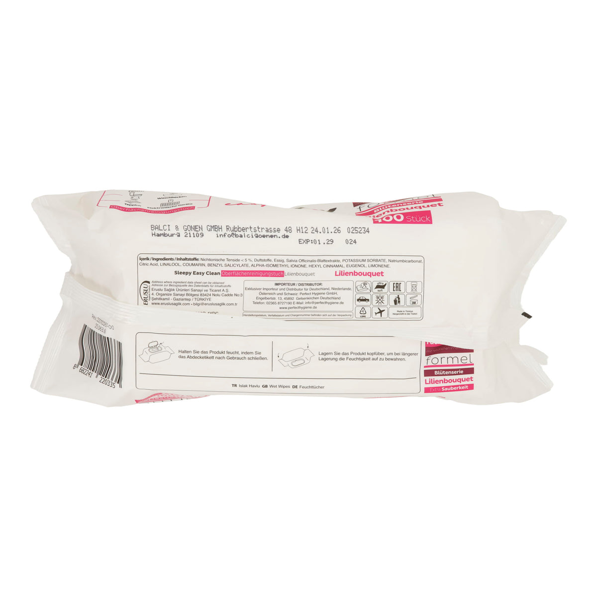 Sleepy Easy Clean Oberflächenreinigungstücher Lilienbouquet | Feuchte Reinigungstücher | 100 Stück