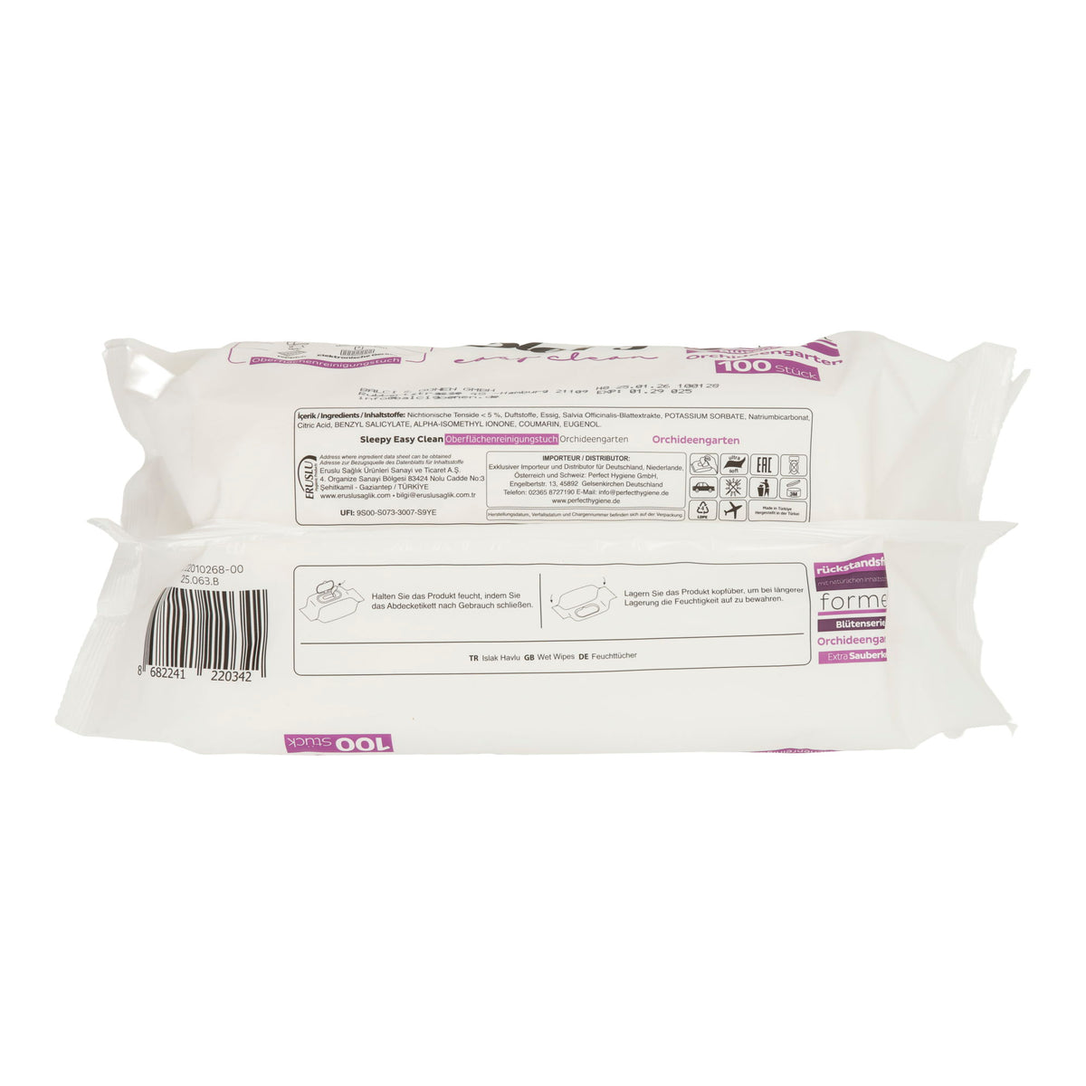 Sleepy Easy Clean Oberflächenreinigungstücher Orchideengarten | Feuchte Reinigungstücher | 100 Stück