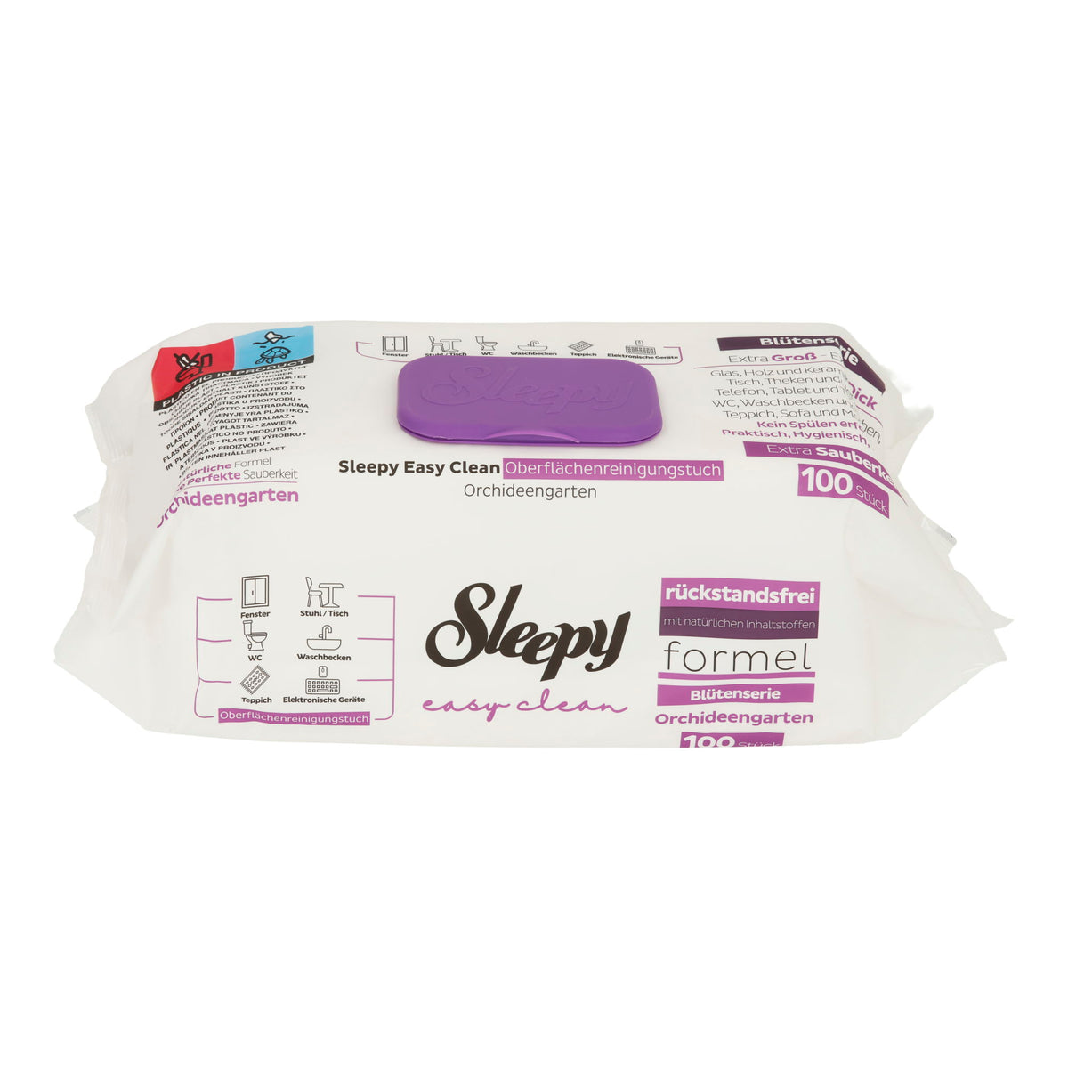 Sleepy Easy Clean Oberflächenreinigungstücher Orchideengarten | Feuchte Reinigungstücher | 100 Stück