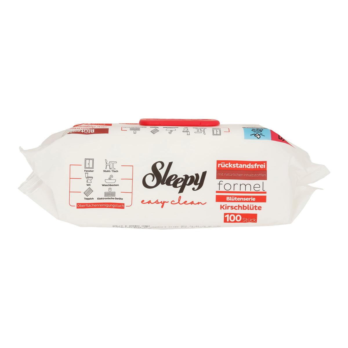 Sleepy Easy Clean Oberflächenreinigungstücher Kirschblüte | Feuchte Reinigungstücher | 100 Stück