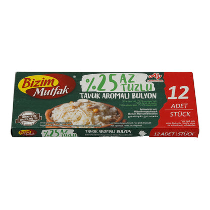 Brühewürfel Bizim Mutfak | Hühnerbrühewürfel | 25 % weniger Salz | 12 Stück, 120 g