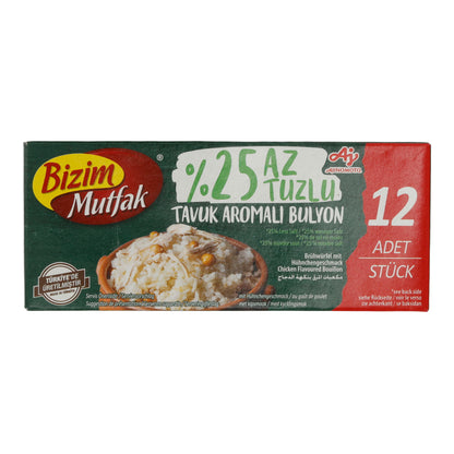 Brühewürfel Bizim Mutfak | Hühnerbrühewürfel | 25 % weniger Salz | 12 Stück, 120 g