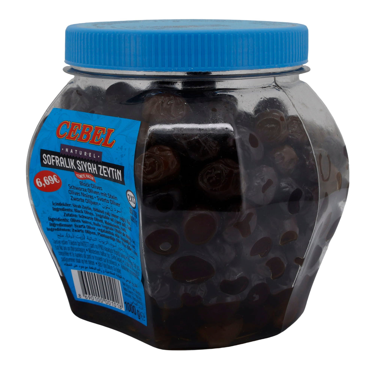 Oliven Cebel | Schwarze Oliven mit Stein | Türkische Spezialität für mediterrane Gerichte | 1000 g