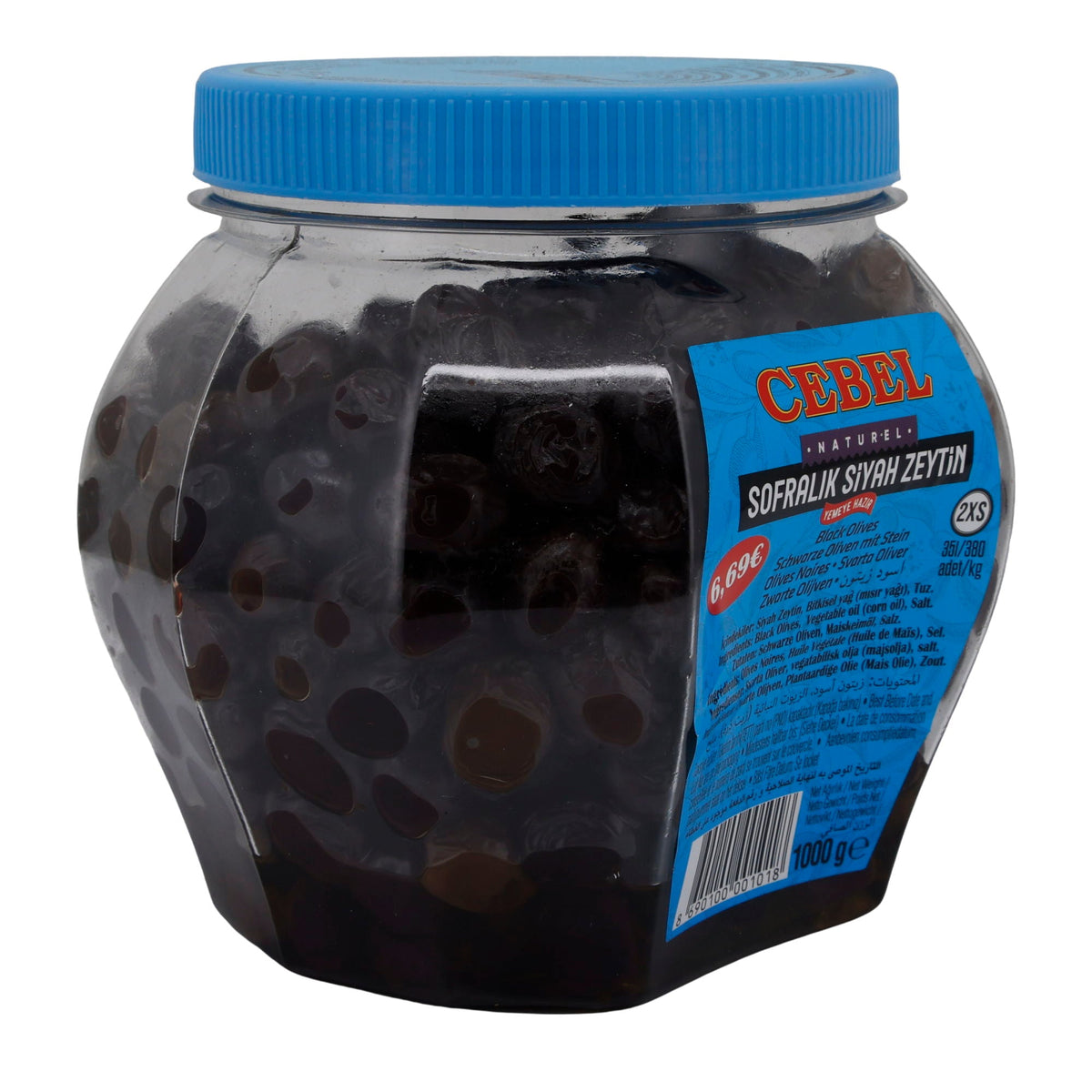 Oliven Cebel | Schwarze Oliven mit Stein | Türkische Spezialität für mediterrane Gerichte | 1000 g CEBEL