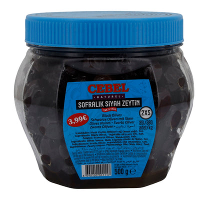 Olive nere Cebel | Sofralik Siyah Zeytin | Con nocciolo, 2XS | 500 g