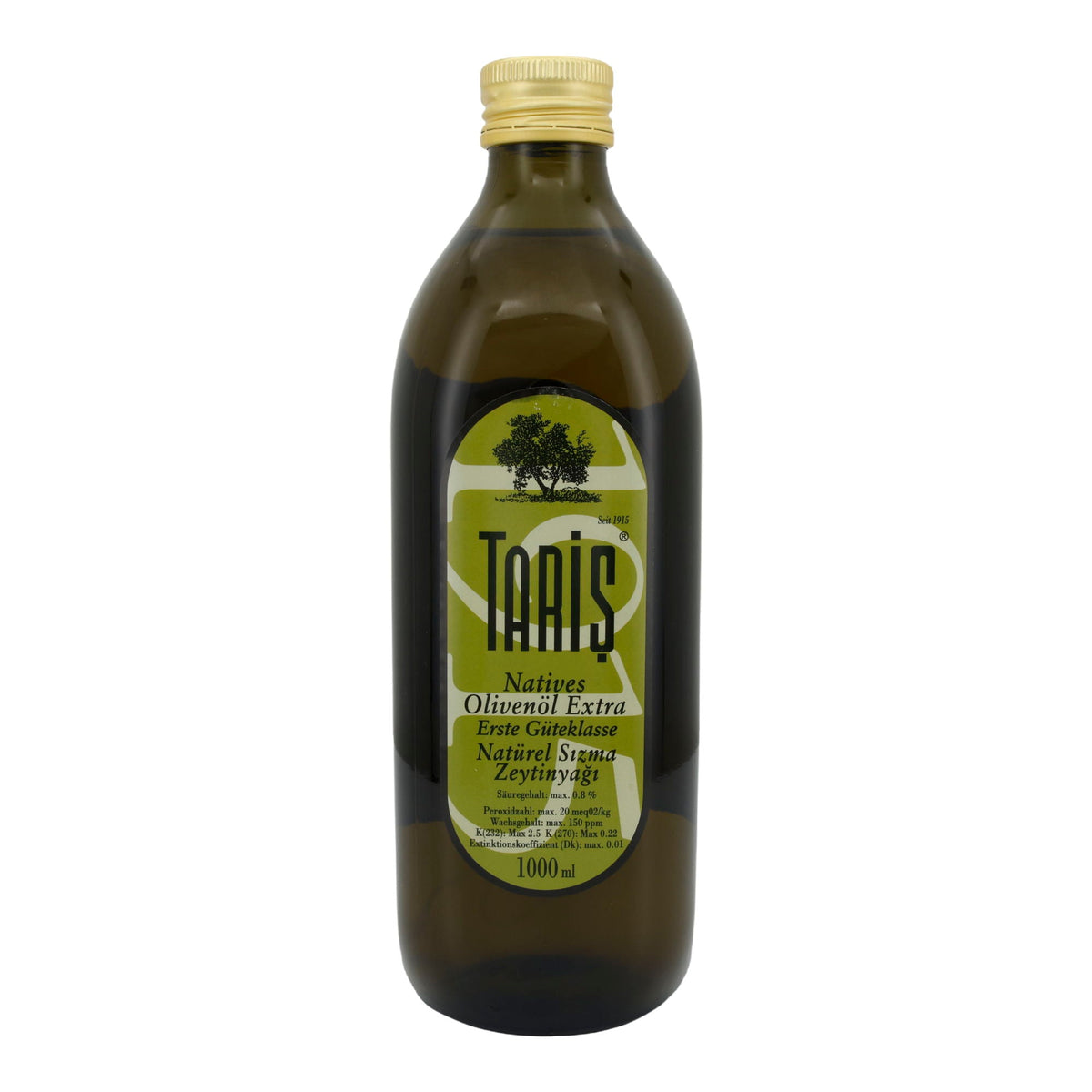 Olivenöl Taris | Natives Olivenöl Extra | Erste Güteklasse, hochwertige Qualität aus der Türkei | 1000 ml