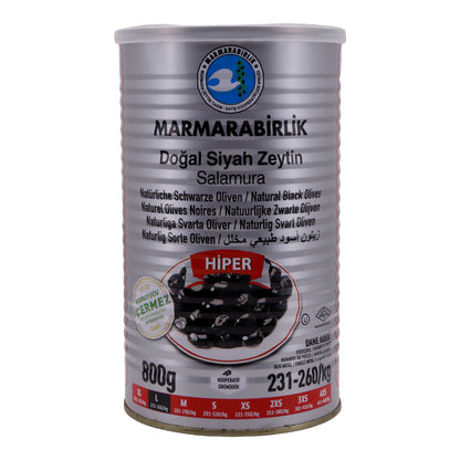 Schwarze Oliven Marmarabirlik | Natuurlijke zwarte olijven | In pekel, HİPER kwaliteit | 800 g blik