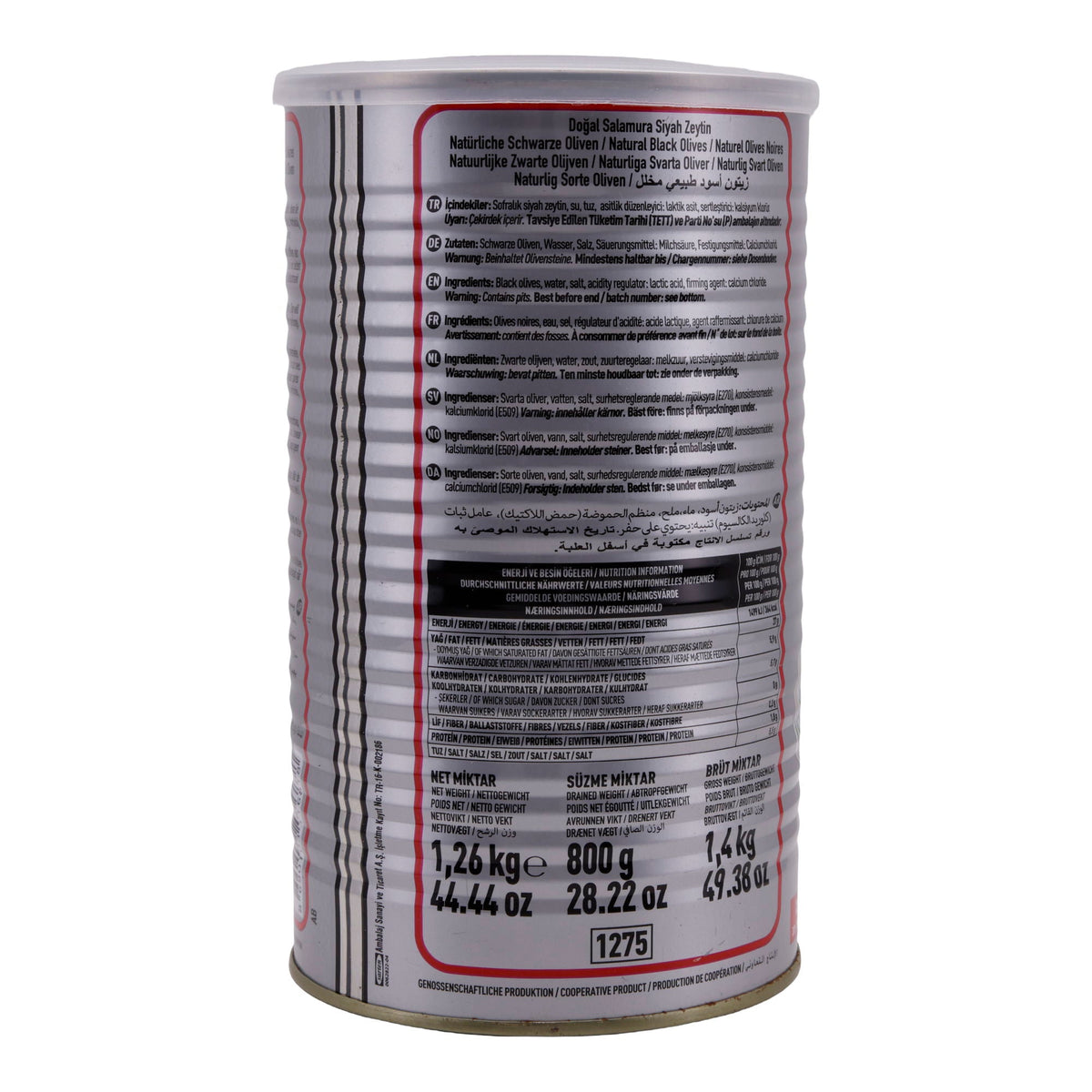 Schwarze Oliven Marmarabirlik | Natürliche schwarze Oliven | In Salzlake, HİPER Qualität | 800 g Dose MARMARABIRLIK