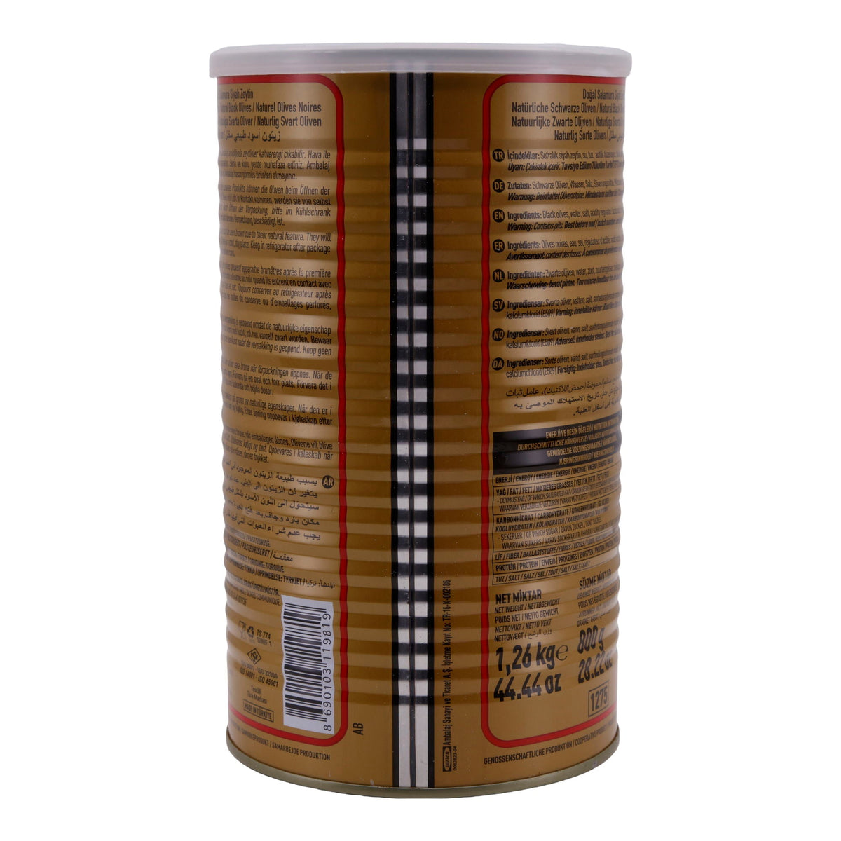 Schwarze Oliven Marmarabirlik | Natürliche schwarze Oliven | Salzarm, MEGA Größe | 800 g Dose