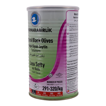 Schwarze Oliven Marmarabirlik | Natuurlijke zwarte olijven | Minder zout, natuurlijke smaak | 800 g blik