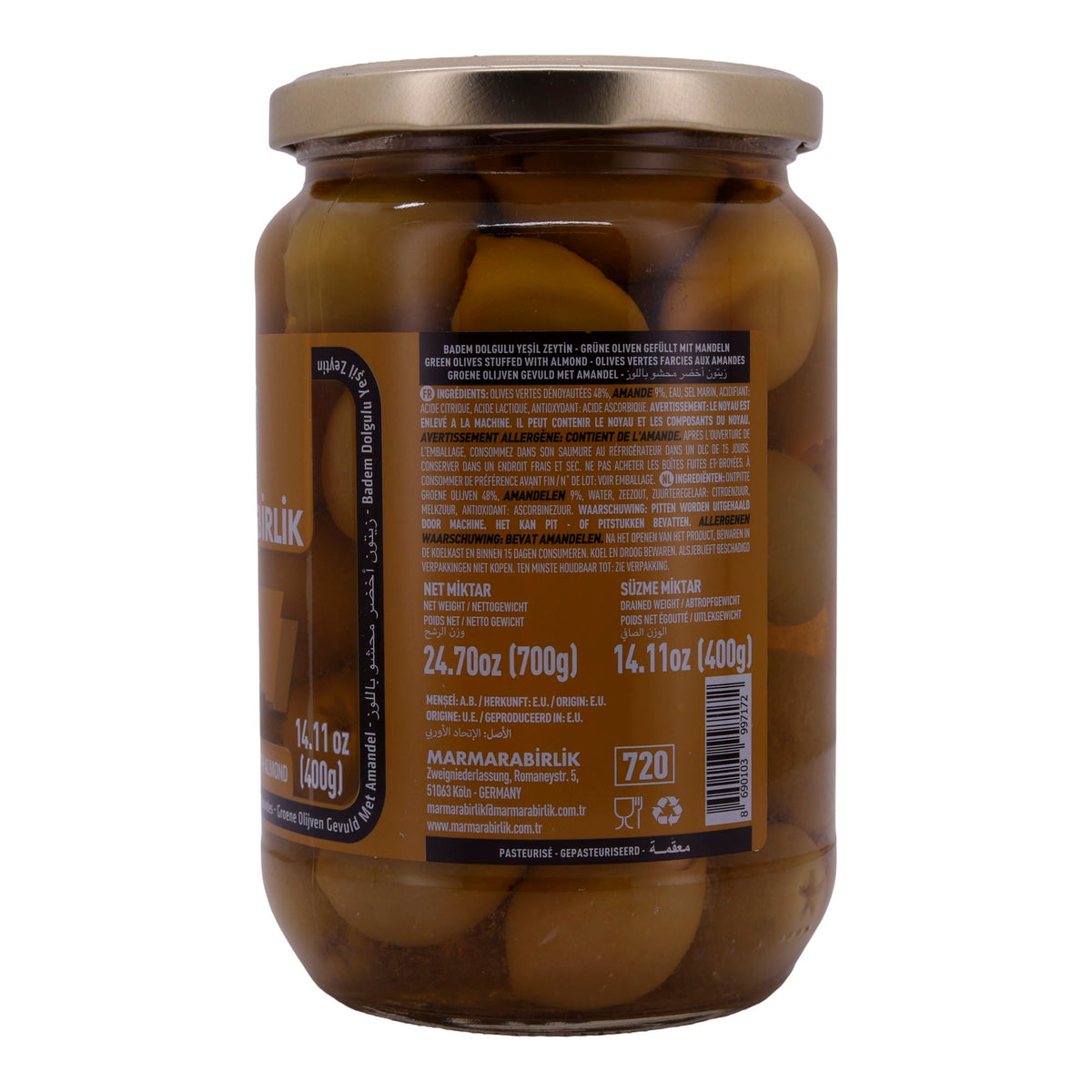 Oliven Marmarabirlik | Mit Mandeln | Badem Dolgulu | 700g MARMARABIRLIK