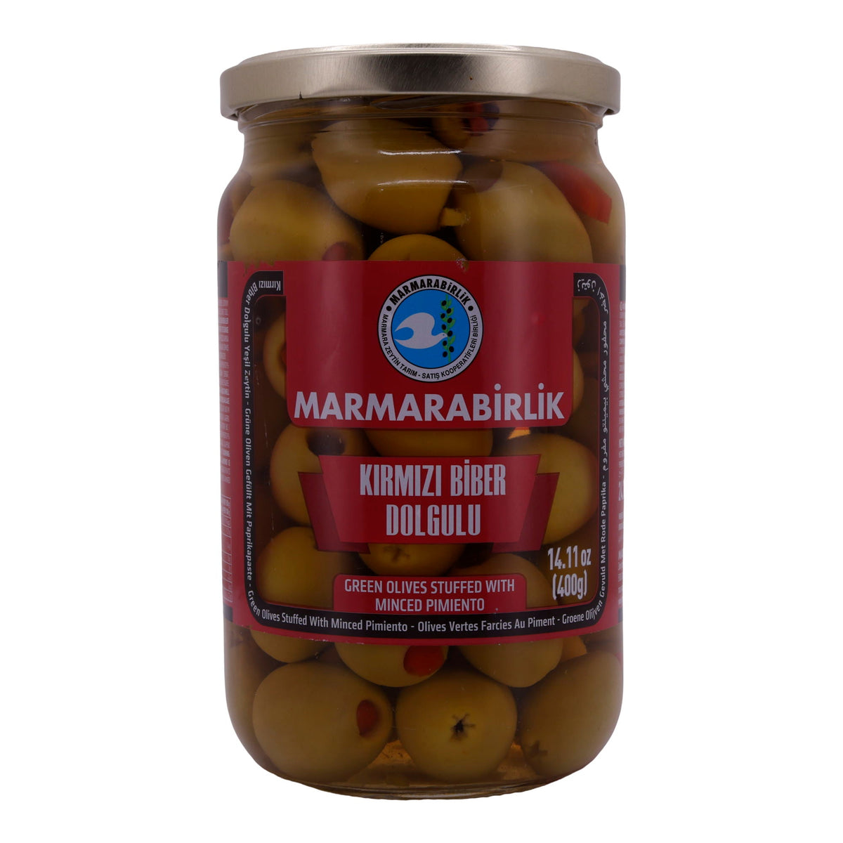 Oliven Marmarabirlik | Grüne Oliven | Gefüllt mit Paprikapaste | 700g