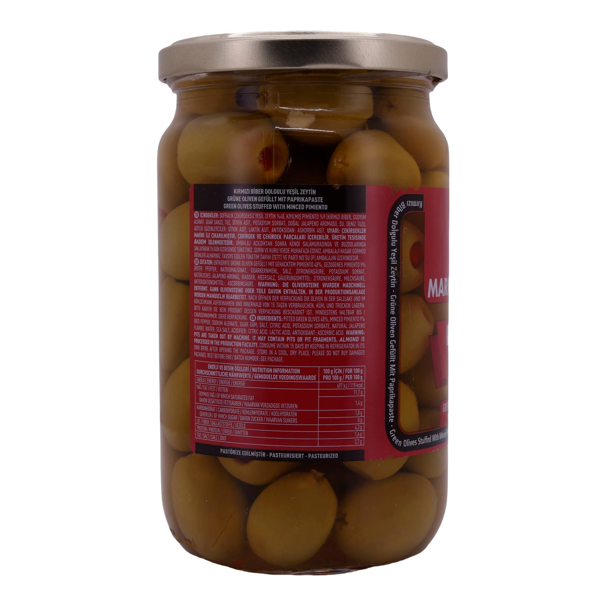 Oliven Marmarabirlik | Grüne Oliven | Gefüllt mit Paprikapaste | 700g MARMARABIRLIK