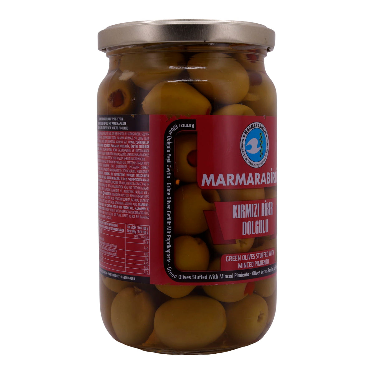 Oliven Marmarabirlik | Grüne Oliven | Gefüllt mit Paprikapaste | 700g MARMARABIRLIK