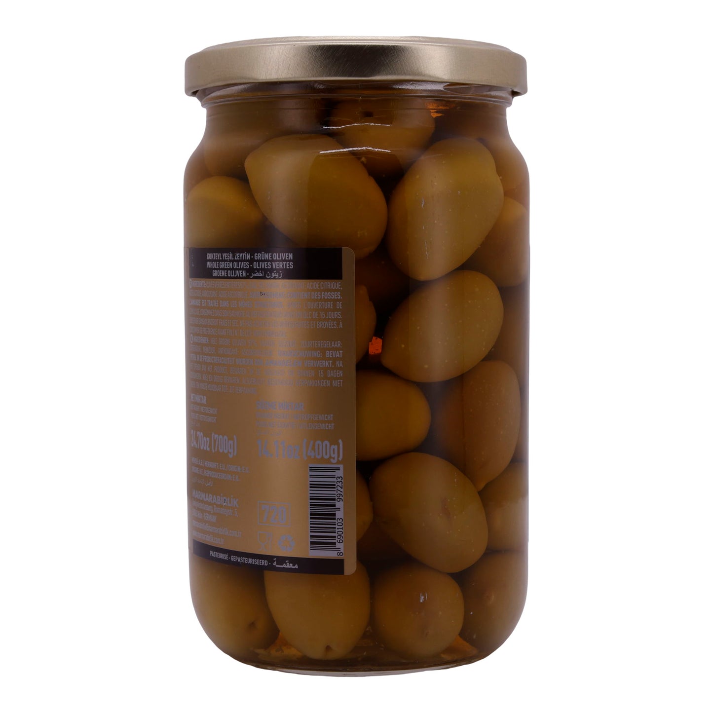 Olijven Marmarabirlik | Hele Groene | Cocktailolijven, gepasteuriseerd | 700g