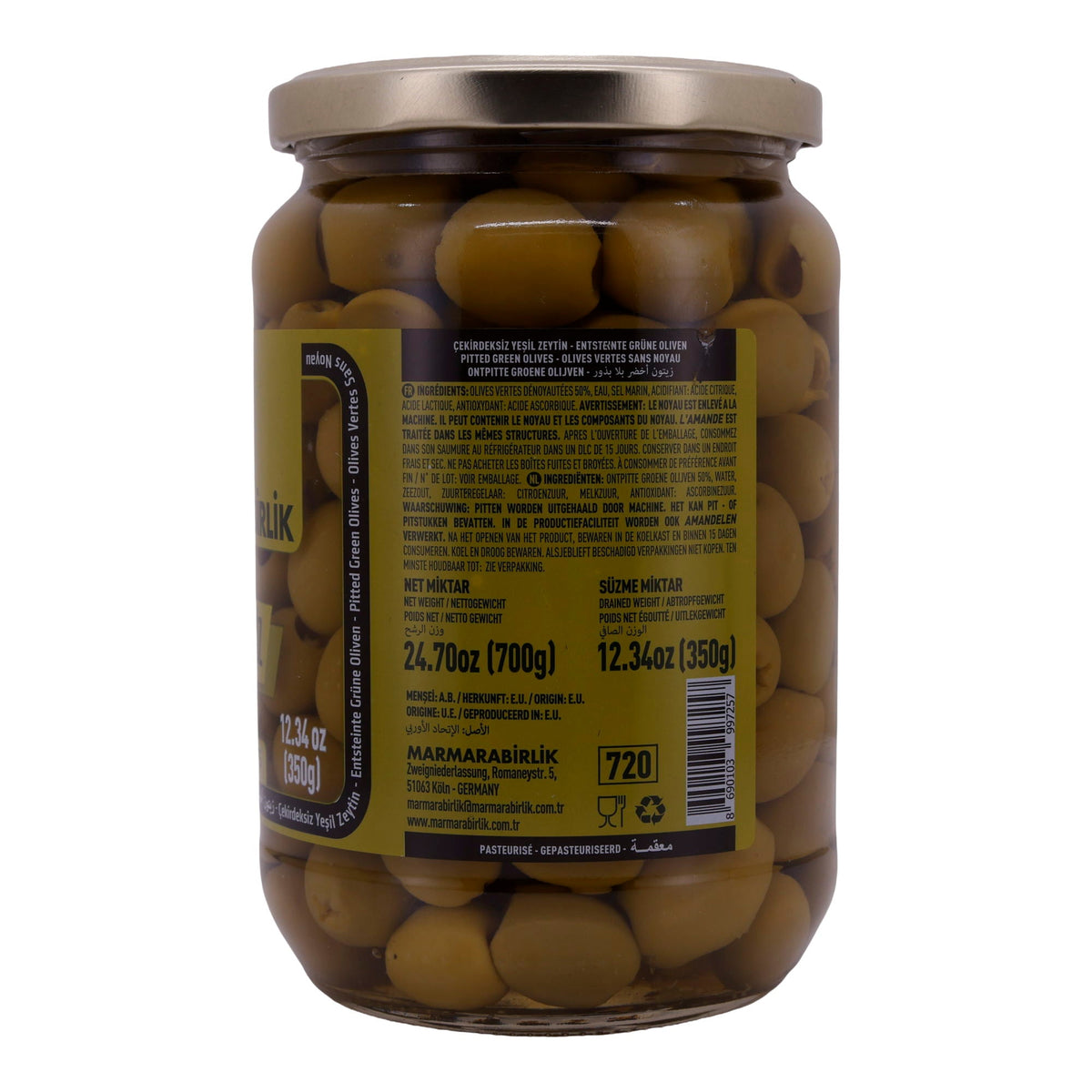 Oliven Marmarabirlik | Entsteinte Grüne | Pitted Green Olives | 700g MARMARABIRLIK