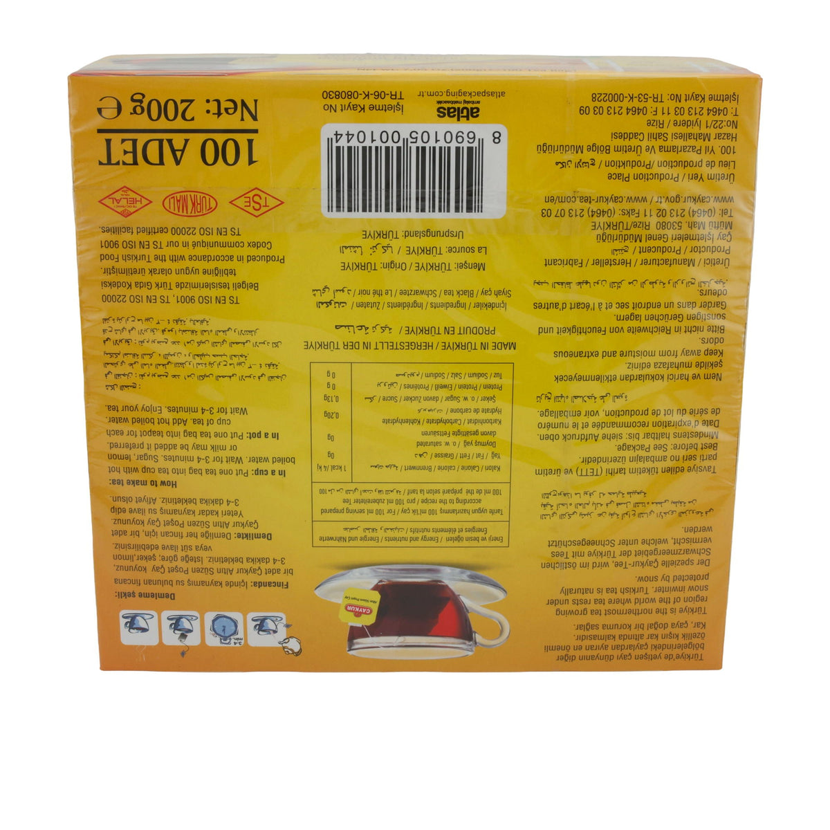 Tee Çaykur | Altın Süzen Poşet Çay | Traditioneller türkischer Schwarztee, 100 Teebeutel | 200 g