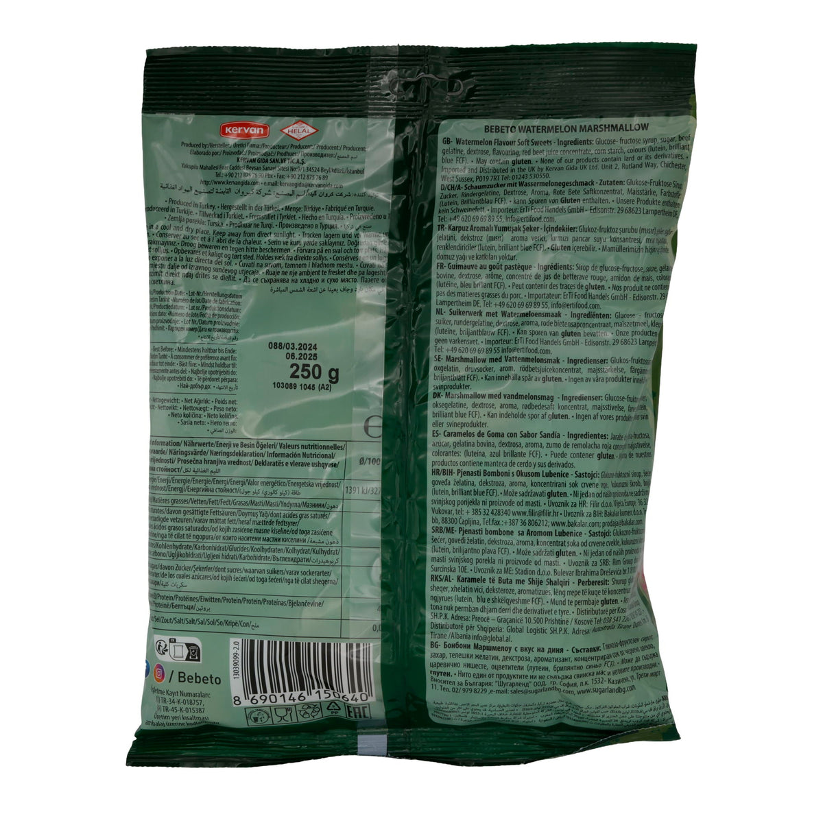 Bebeto Watermelon Marshmallows | Süßigkeiten | mit Wassermelonengeschmack | 250 g