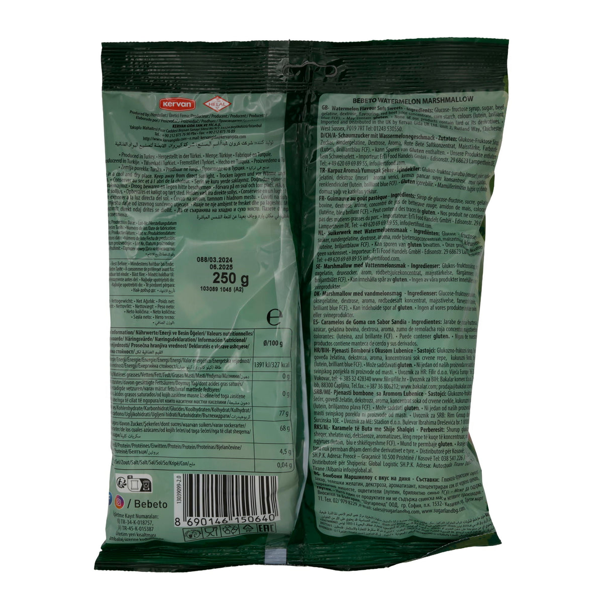 Bebeto Watermelon Marshmallows | Süßigkeiten | mit Wassermelonengeschmack | 250 g