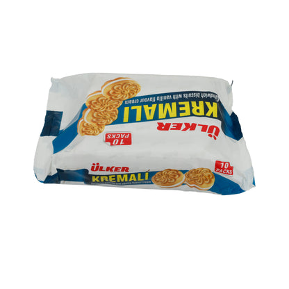 Vanille-Sandwichkekse Ülker | Kekse | Kremalı, Knusprig, cremige Füllung, 10er Pack | 500g