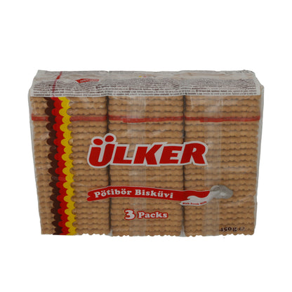 Kekse Ülker | Gebäck | Butterkekse mit Milch im 3ér Pack | 450 g