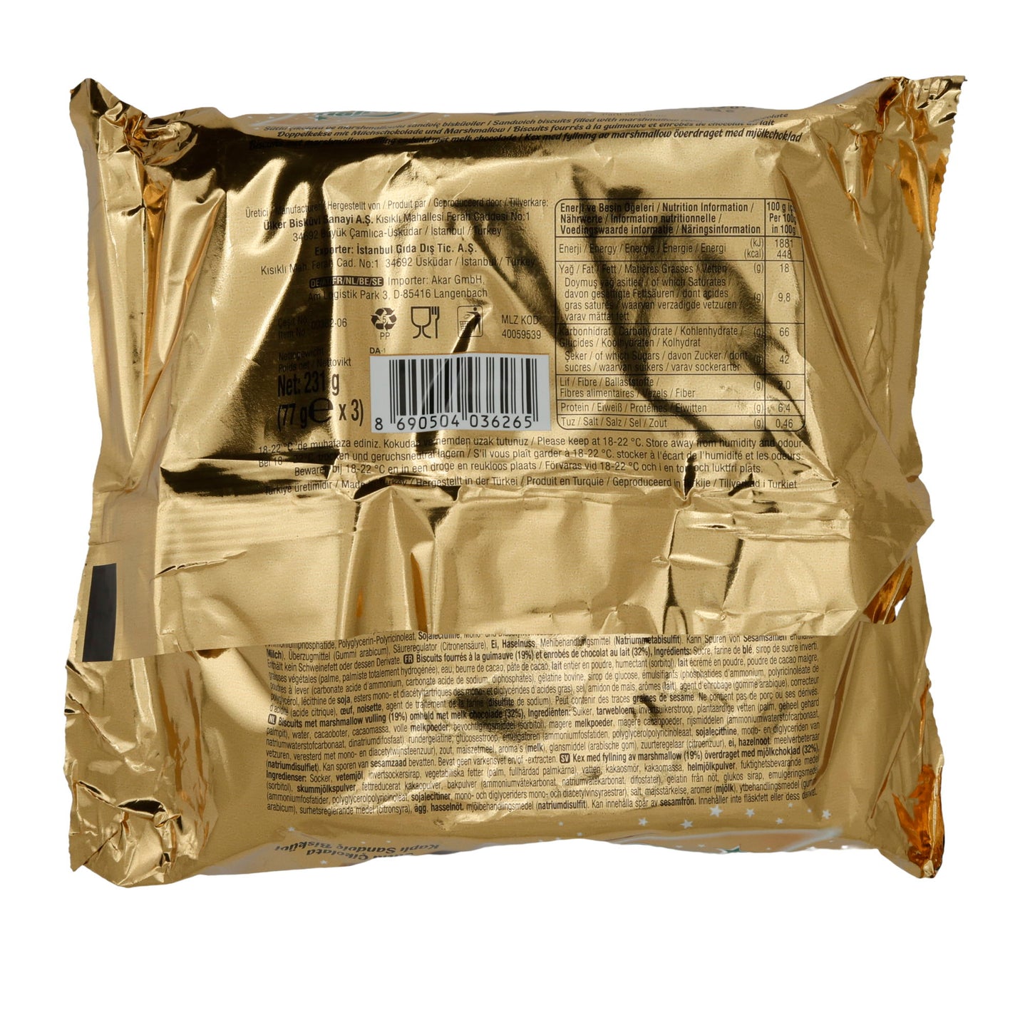 Sandwichkoekjes Ülker | Halley | Marshmallow & Melkchocolade | 231 g