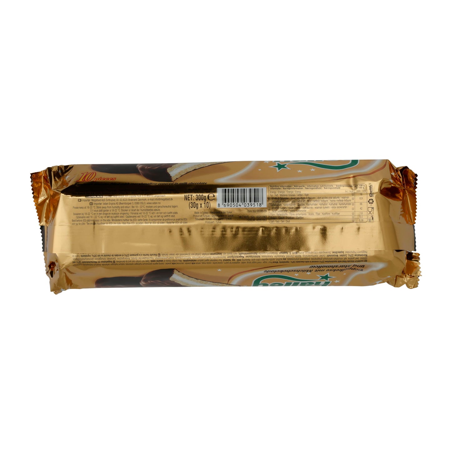 Biscotti sandwich marshmallow Ülker | Dolciumi | Halley, con cioccolato al latte, confezione da 10 | 500g