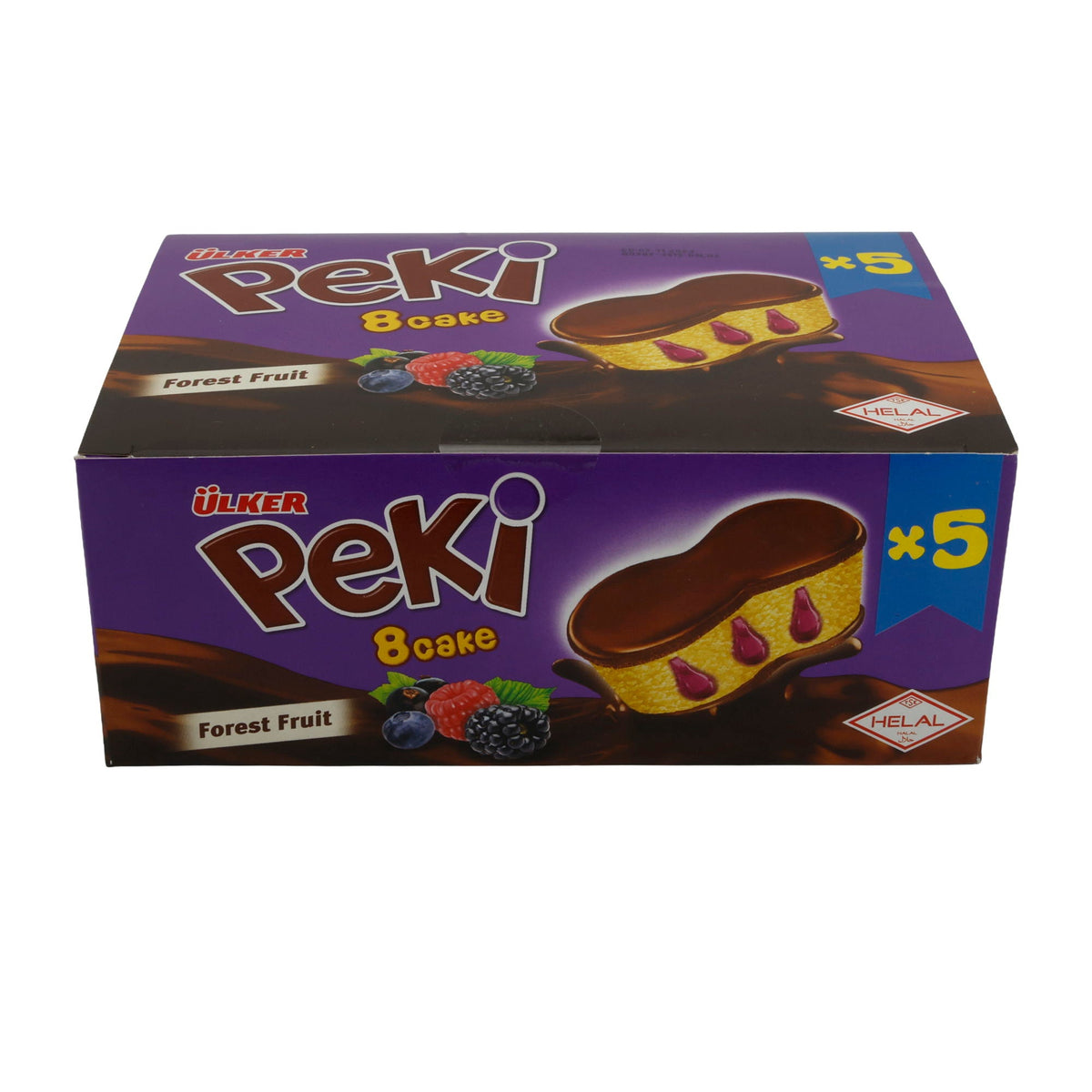 Rührkuchen Ülker Peki 8 Cake | Gebäck | mit Waldfruchtfüllung & Schockoladenglasur | 5er Pack 210g TRS