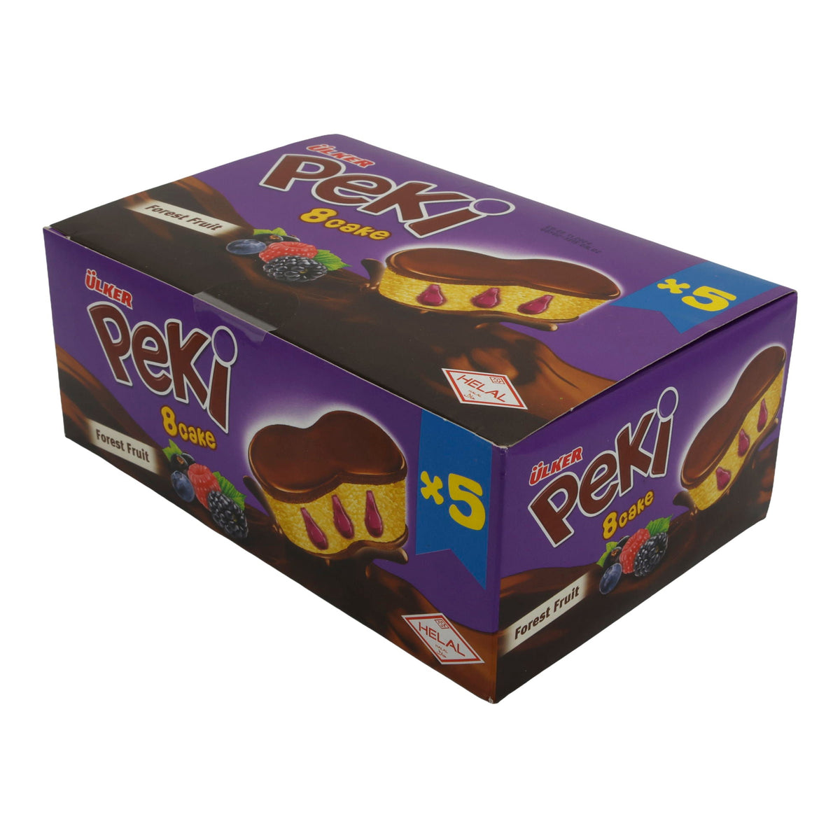 Rührkuchen Ülker Peki 8 Cake | Gebäck | mit Waldfruchtfüllung & Schockoladenglasur | 5er Pack 210g TRS