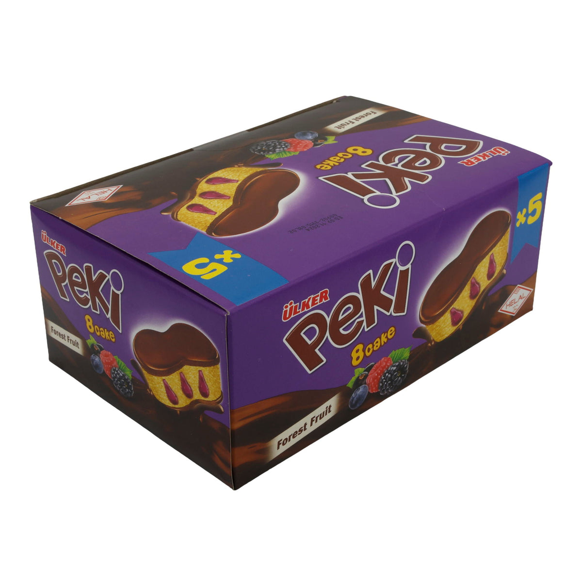 Rührkuchen Ülker Peki 8 Cake | Gebäck | mit Waldfruchtfüllung & Schockoladenglasur | 5er Pack 210g TRS