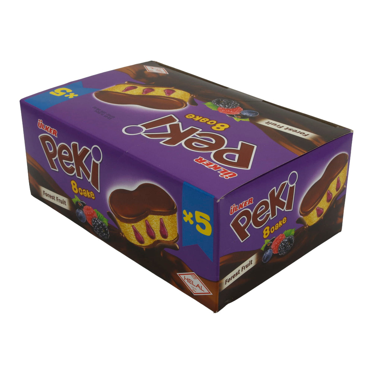 Rührkuchen Ülker Peki 8 Cake | Gebäck | mit Waldfruchtfüllung & Schockoladenglasur | 5er Pack 210g TRS