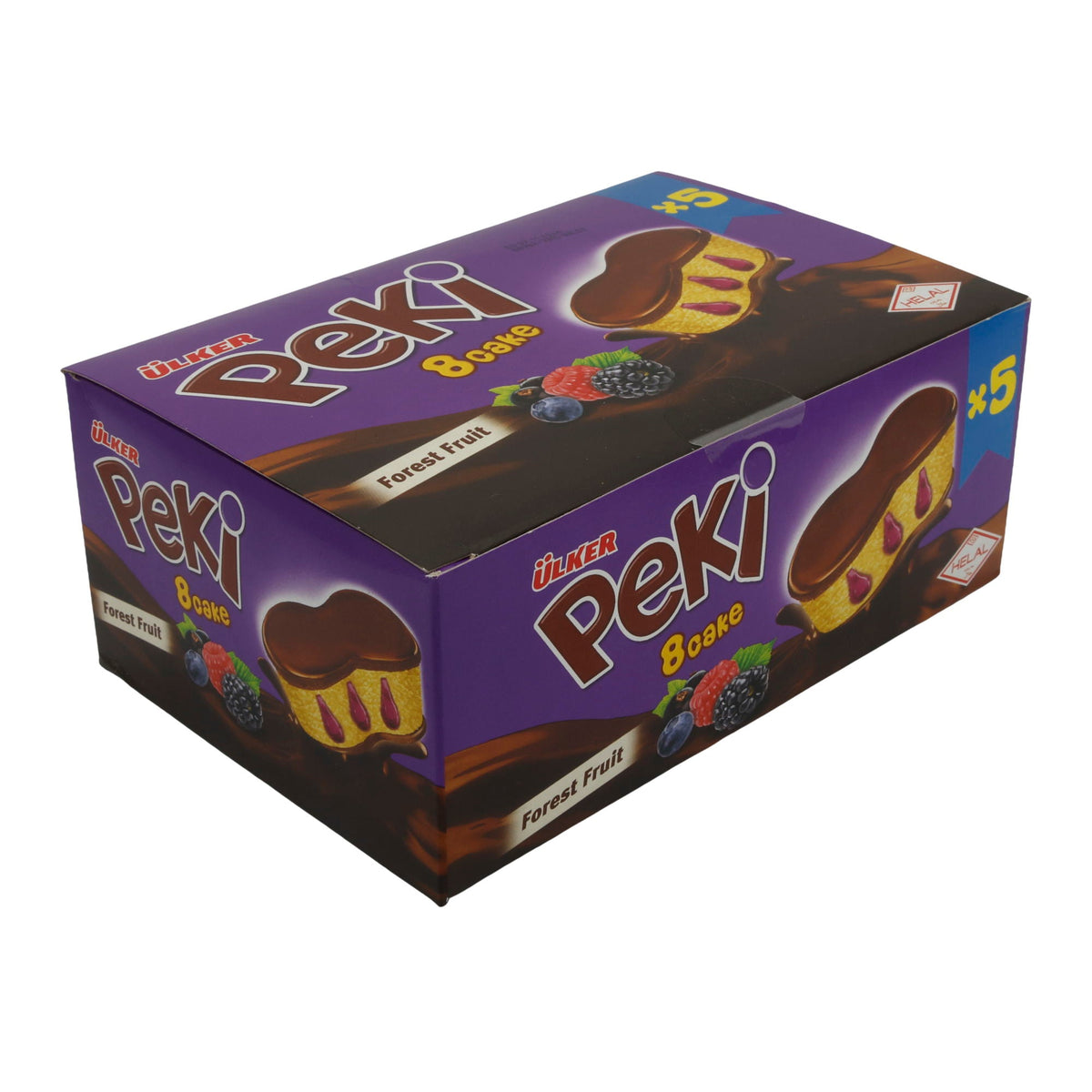 Rührkuchen Ülker Peki 8 Cake | Gebäck | mit Waldfruchtfüllung & Schockoladenglasur | 5er Pack 210g TRS