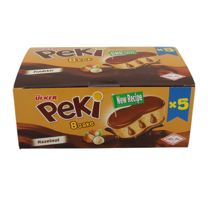 Torta alla nocciola Ülker | Peki 8 Cake | Morbida, con gocce di cioccolato | Confezione da 5 | 210g