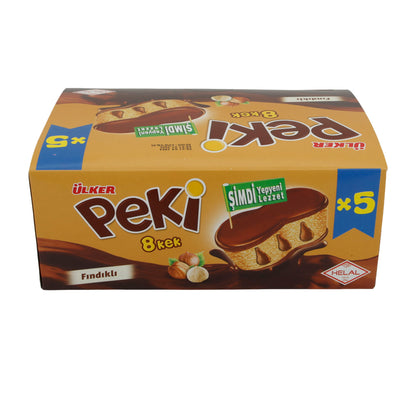 Torta alla nocciola Ülker | Peki 8 Cake | Morbida, con gocce di cioccolato | Confezione da 5 | 210g