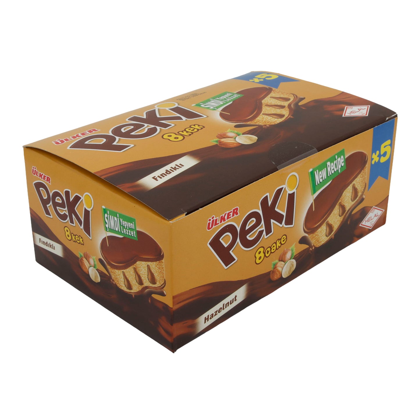 Torta alla nocciola Ülker | Peki 8 Cake | Morbida, con gocce di cioccolato | Confezione da 5 | 210g