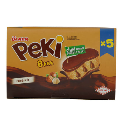 Torta alla nocciola Ülker | Peki 8 Cake | Morbida, con gocce di cioccolato | Confezione da 5 | 210g