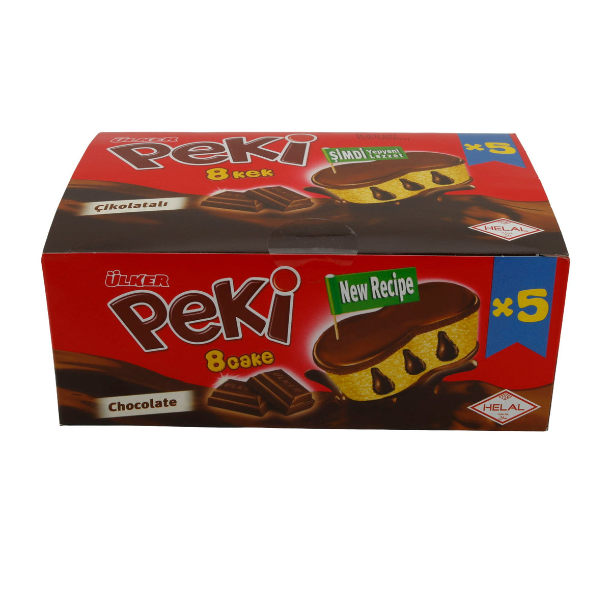 Schokoladenkuchen Ülker | Peki 8 Cake | Weich, mit Schokoladenstückchen | 5er Pack 210g