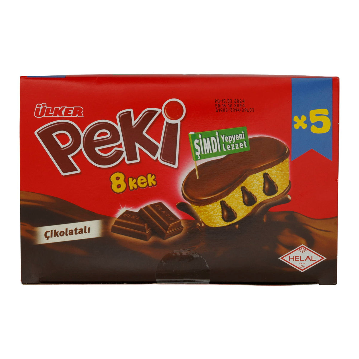 Schokoladenkuchen Ülker | Peki 8 Cake | Weich, mit Schokoladenstückchen | 5er Pack 210g UELKER