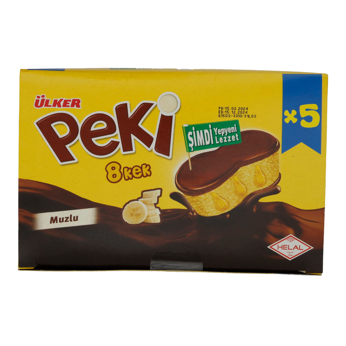 Kuchen Ülker | Peki 8 Cake | mit Bananenfüllung und Schokoladenglasur | 5er Pack 210g UELKER